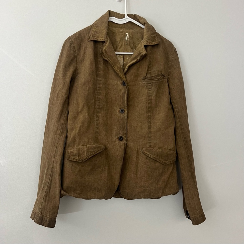 Rogan - Distressed Waxed Cotton Blazer Jacket - Brown Medium - Picture 4 of 9